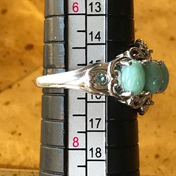 Natural Larimar Blue Apatite Sterling Silver Ring Size 7 - Picture 7 of 8